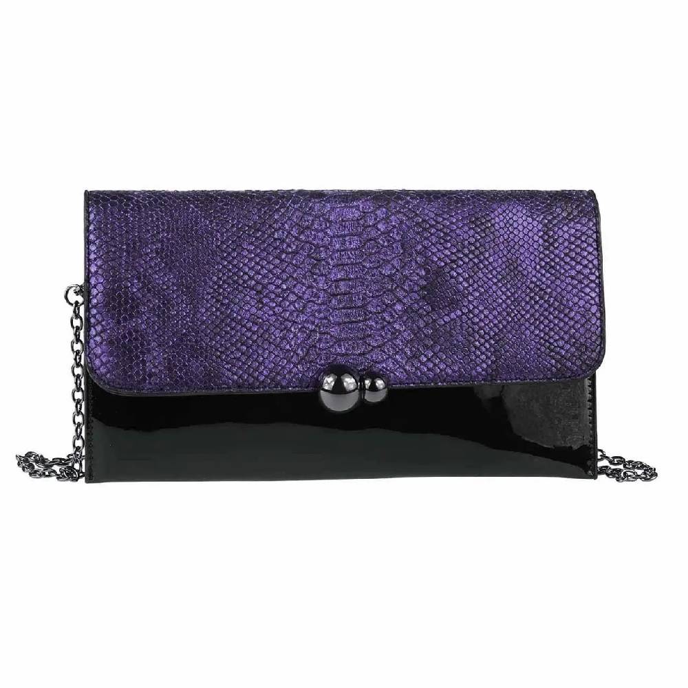 DAMEN ABENDTASCHE CLUTCH POCHETTE Umschlag-Tasche Reptilprägung Kettentasche Unterarmtasche Handtasche Schultertasche Umhängetasche