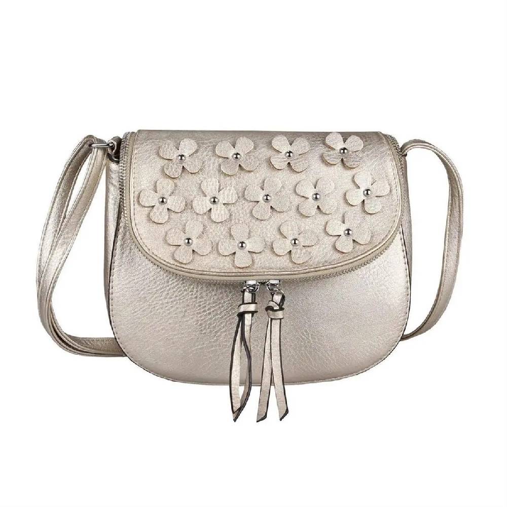 DAMEN BLUMEN TASCHE Schultertasche Umhängetasche Schmucktasche CrossOver Handtasche Abendtasche Crossbody Henkeltasche Leder Optik