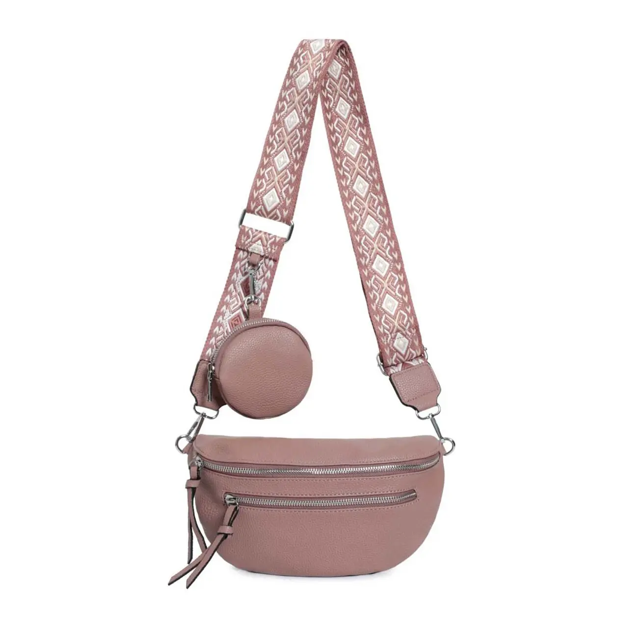 Damen Brusttasche Crossbody Tasche Umhängetasche Hüfttasche Cross-Over Bodybag Schultertasche Bauchtasche Handytasche Kunstleder