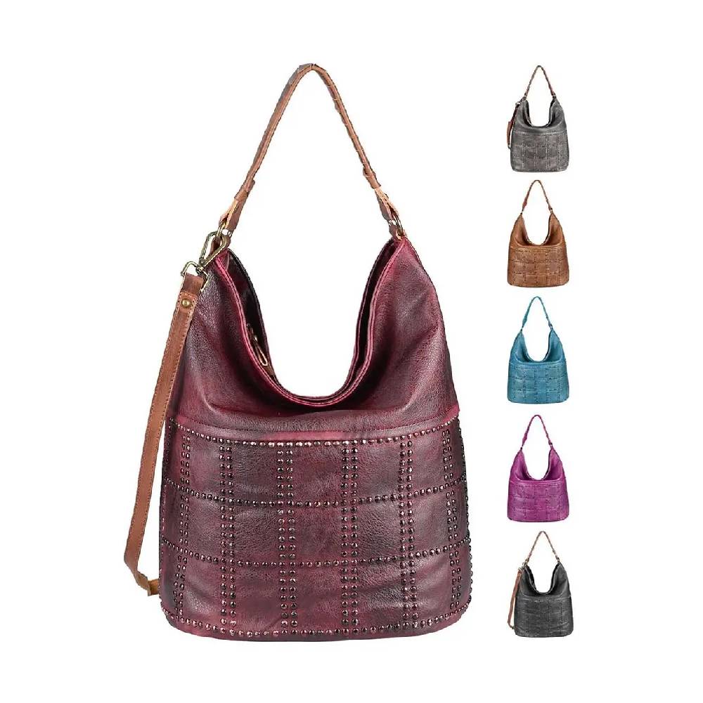 DAMEN HAND-TASCHE Hobo Bag Tasche Henkeltasche Nietentasche Umhängetasche Shopper Schultertasche Beuteltasche