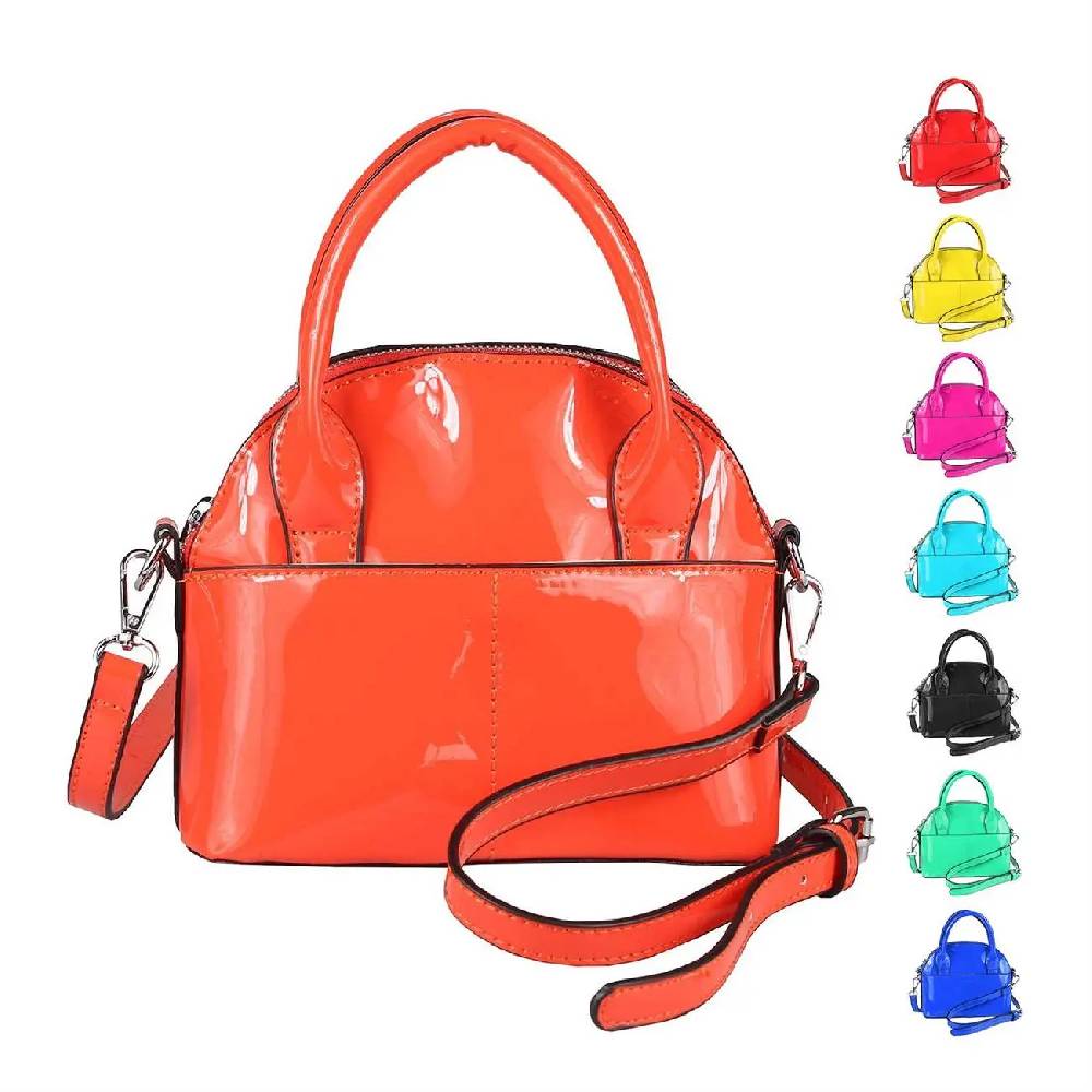 DAMEN MINI TASCHE Schultertasche Umhängetasche Crossbody Lack Leder Optik Abend