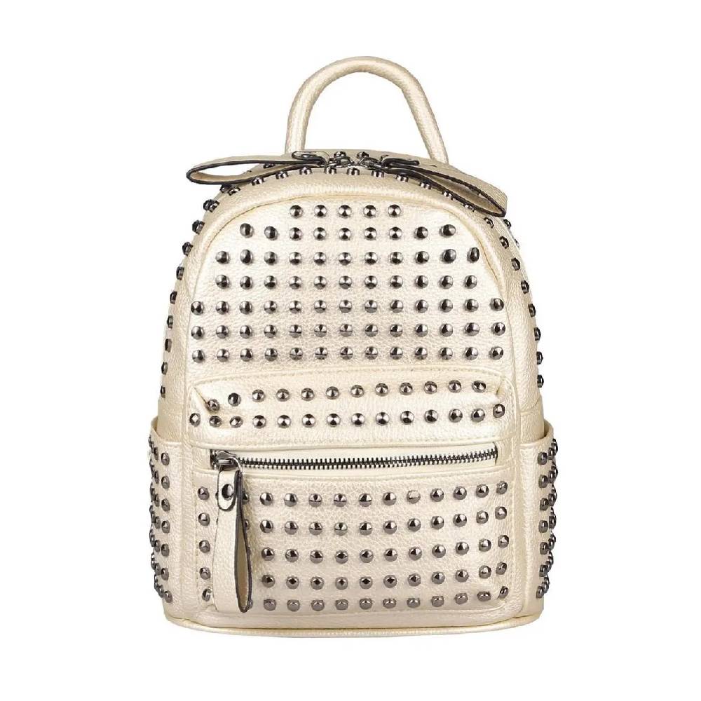 DAMEN NIETEN RUCKSACK TASCHE Cityrucksack Stadtrucksack Metallic Backpack Schultertasche Handtasche Umhängetasche Shopper Daypack