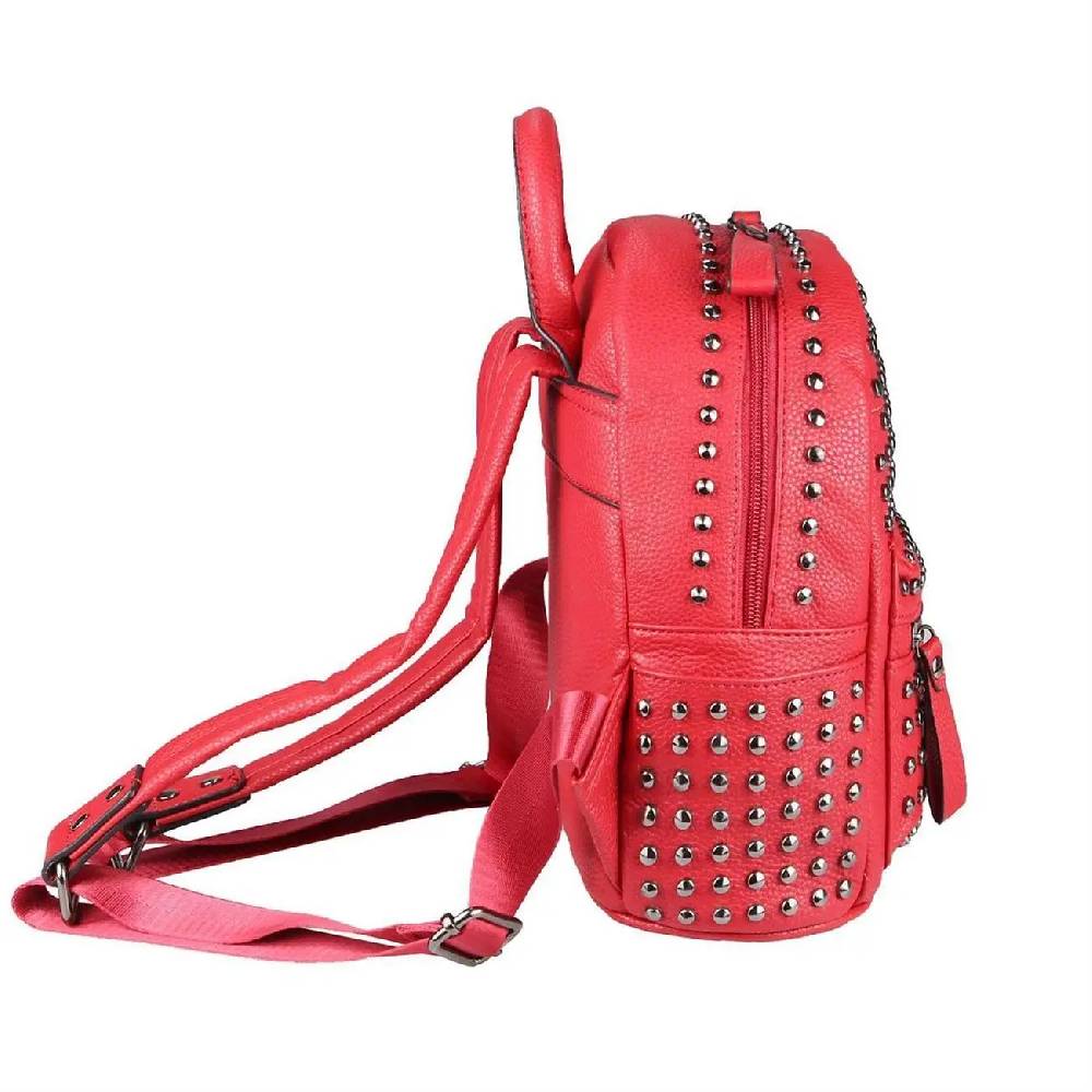 DAMEN NIETEN RUCKSACK TASCHE Cityrucksack Stadtrucksack Metallic Backpack Schultertasche Handtasche Umhängetasche Shopper Daypack