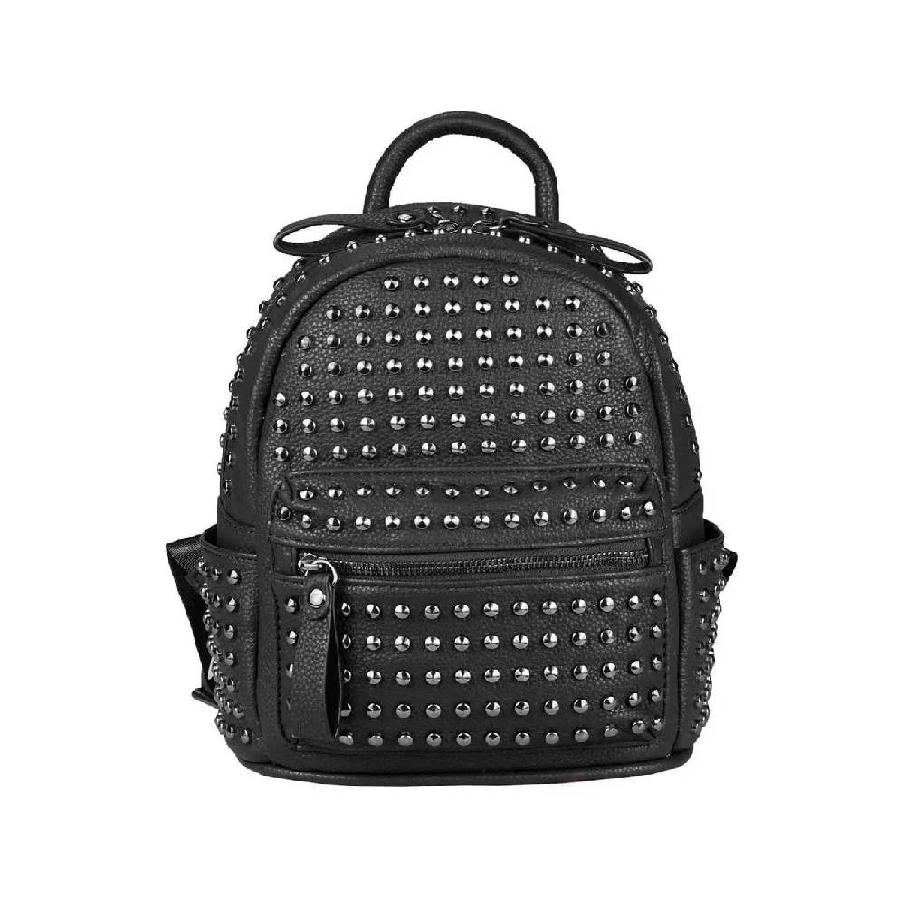 DAMEN NIETEN RUCKSACK TASCHE Cityrucksack Stadtrucksack Metallic Backpack Schultertasche Handtasche Umhängetasche Shopper Daypack