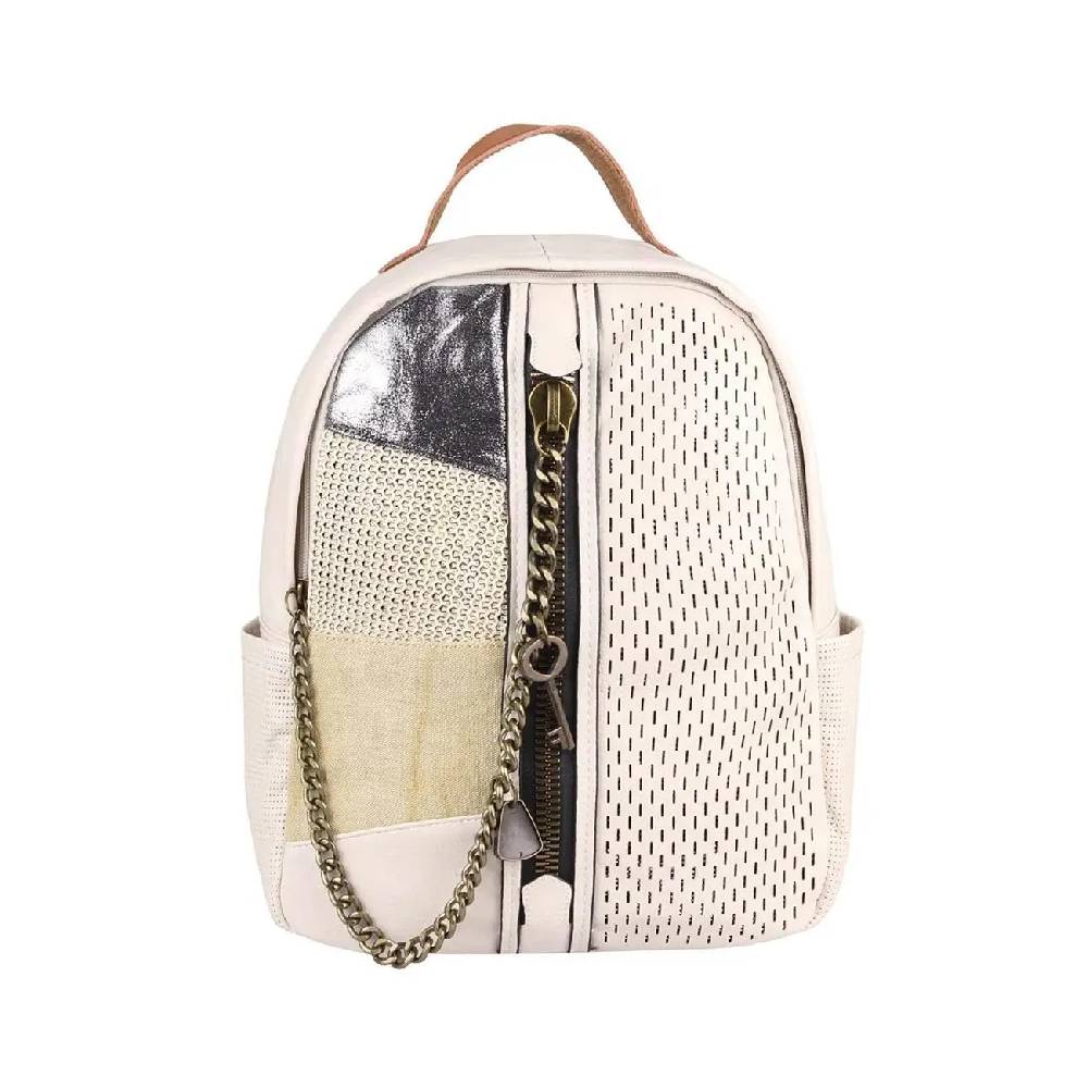 DAMEN RUCKSACK TASCHE Cityrucksack Stadtrucksack Metallic Backpack Schultertasche Handtasche Umhängetasche Shopper Ketten Daypack Lederrucksack