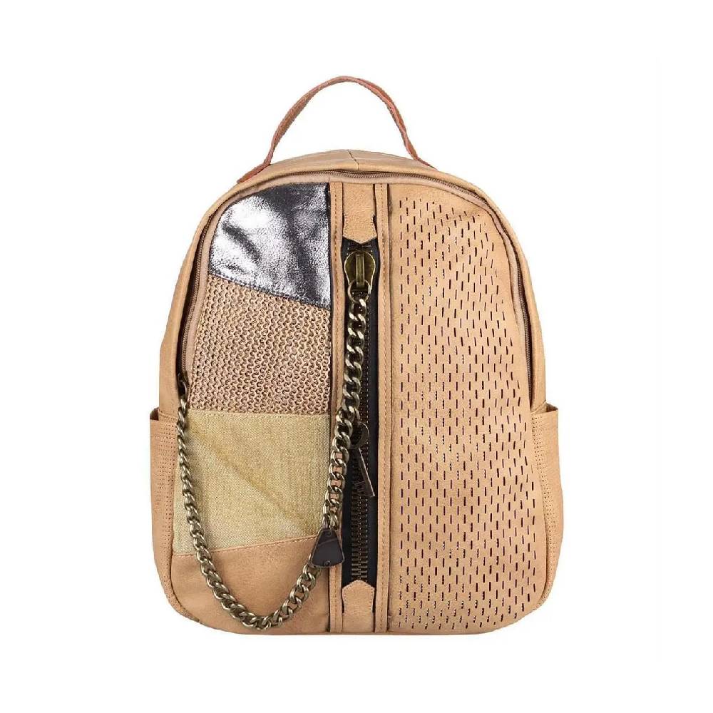 DAMEN RUCKSACK TASCHE Cityrucksack Stadtrucksack Metallic Backpack Schultertasche Handtasche Umhängetasche Shopper Ketten Daypack Lederrucksack