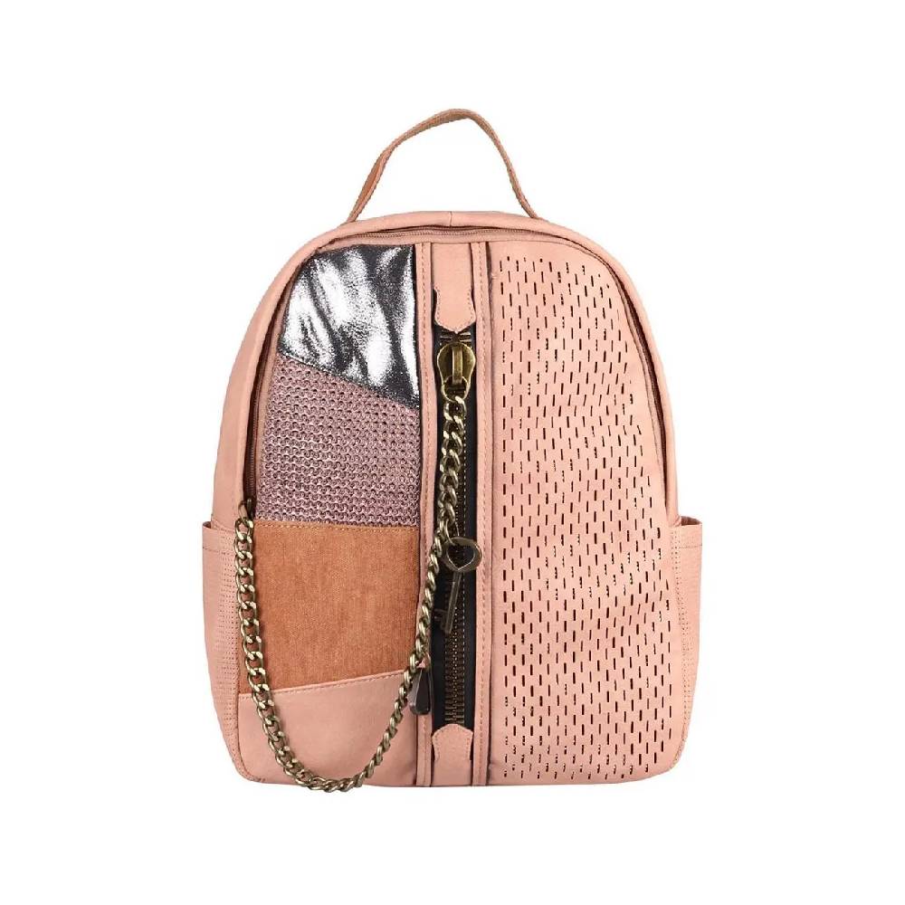 DAMEN RUCKSACK TASCHE Cityrucksack Stadtrucksack Metallic Backpack Schultertasche Handtasche Umhängetasche Shopper Ketten Daypack Lederrucksack