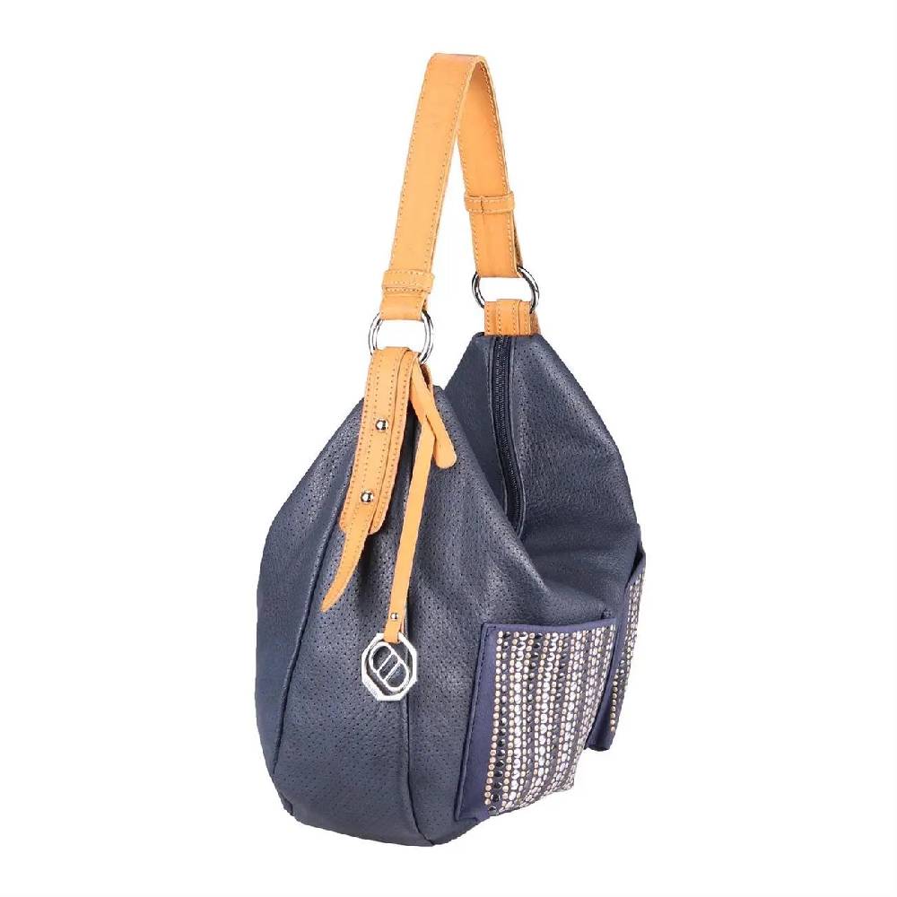 DAMEN SHOPPER TASCHE HANDTASCHE Henkeltasche Schultertasche Umhängetasche Hobo-Bag Beuteltasche Nieten Cross-Over Reisetasche