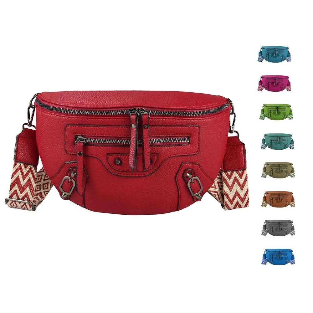 Damen Tasche Gürteltasche Umhängetasche Bodybag Brusttasche Muster Gürtel Bauchtasche Crossbody Hüfttasche Crossover Schultertasche Handytasche Leder Optik