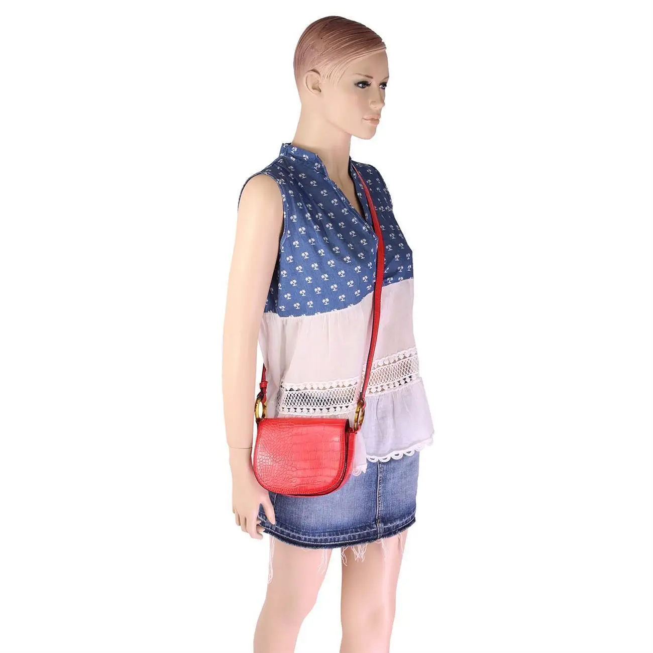 DAMEN TASCHE Kroko Crossbody Umhängetasche Schultertasche Bodybag Shopper Leder Optik CrossOver