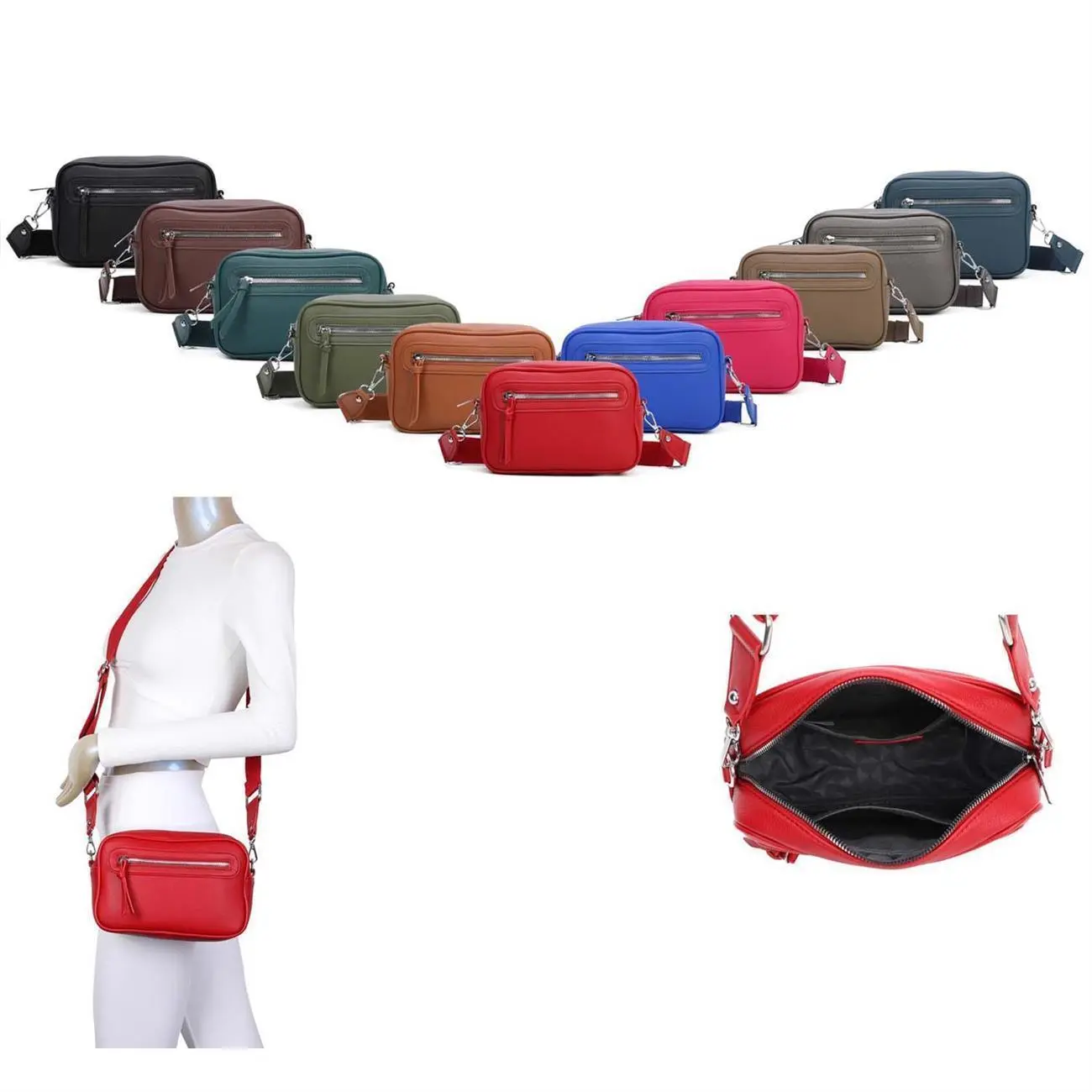 DAMEN TASCHE Umhängetasche Schultertasche Crossbody Cross-Over Cross Bag Bodybag Handytasche Kunst-Leder Reise