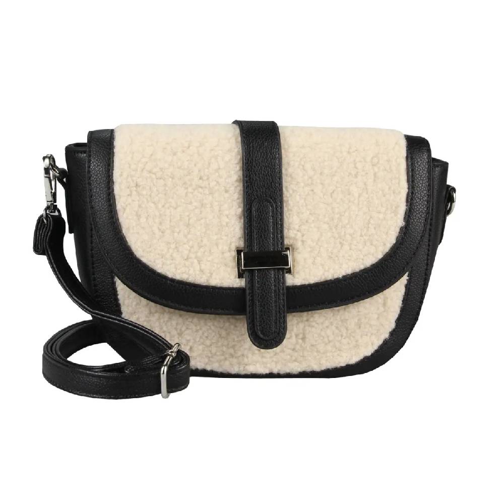 Damen Teddyfell Tasche Schultertasche Crossbody Kunstfell Umhängetasche CrossOver Überschlagtasche Bodybag Pelz Fell Plüsch