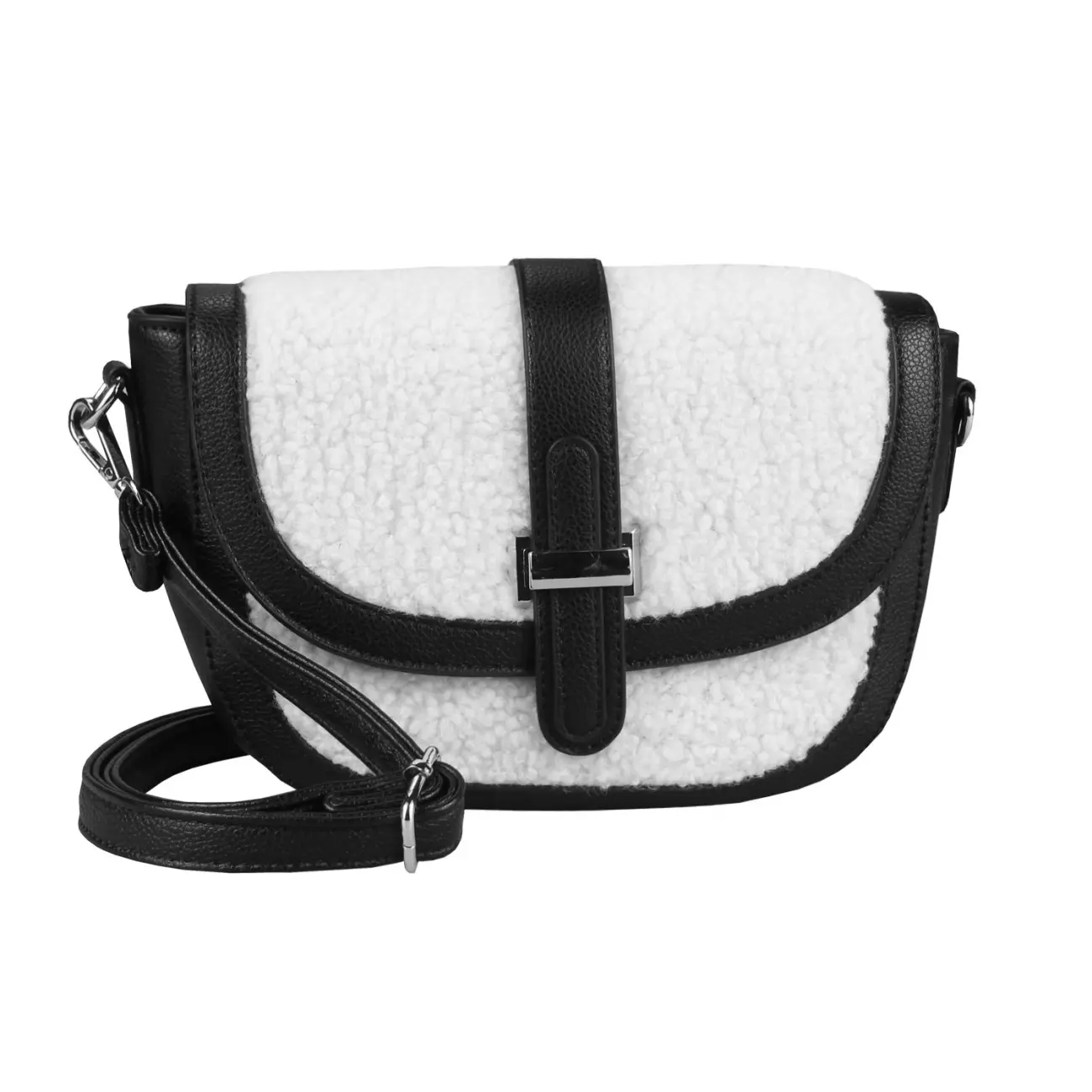 Damen Teddyfell Tasche Schultertasche Crossbody Kunstfell Umhängetasche CrossOver Überschlagtasche Bodybag Pelz Fell Plüsch