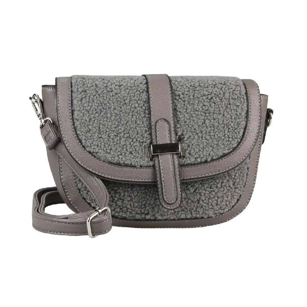 Damen Teddyfell Tasche Schultertasche Crossbody Kunstfell Umhängetasche CrossOver Überschlagtasche Bodybag Pelz Fell Plüsch