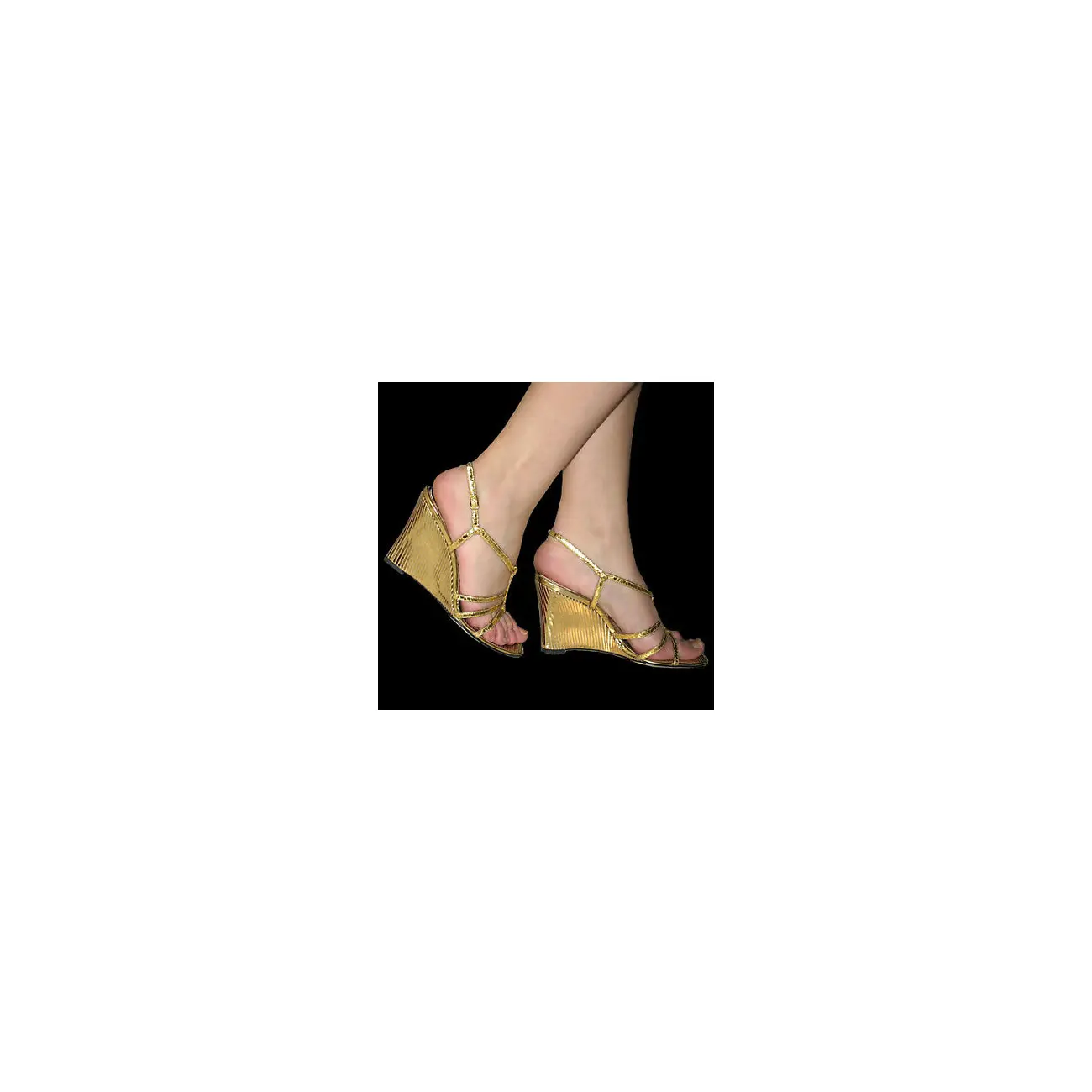 Dolce & Gabbana D&G HIGH HEELS Keil Sandalette Wedges Lederschuhe Schuhe Gold