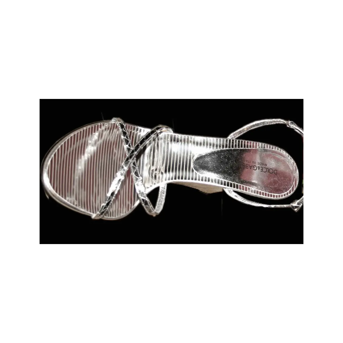 Dolce & Gabbana D&G HIGH HEELS Keil Sandalette Wedges Lederschuhe Schuhe Silber 37,5