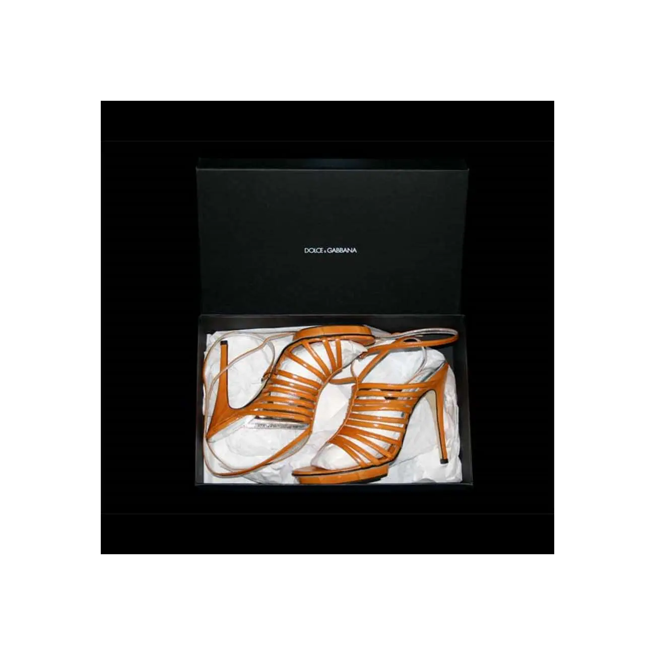 Dolce & Gabbana D&G HIGH HEELS Pumps Römer Sandalette Lederschuhe Schuhe Riemchen Riemchenpumps Cognac Gr. 40