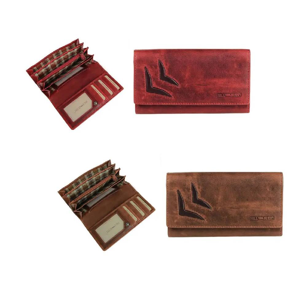 Hill Burry Geldbörse Portemonnaie Kreditkartenetui hochwertiges Leder in Vintage Used Look 18x11x3 cm (BxHxT)