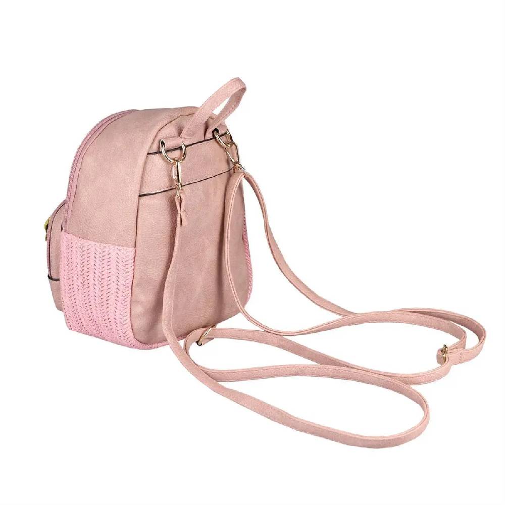 Ital-design DAMEN BLUMEN MINI-RUCKSACK Backpack Tasche Daypack Cityrucksack Leder Optik Schultertasche Flechtoptik Stadtrucksack