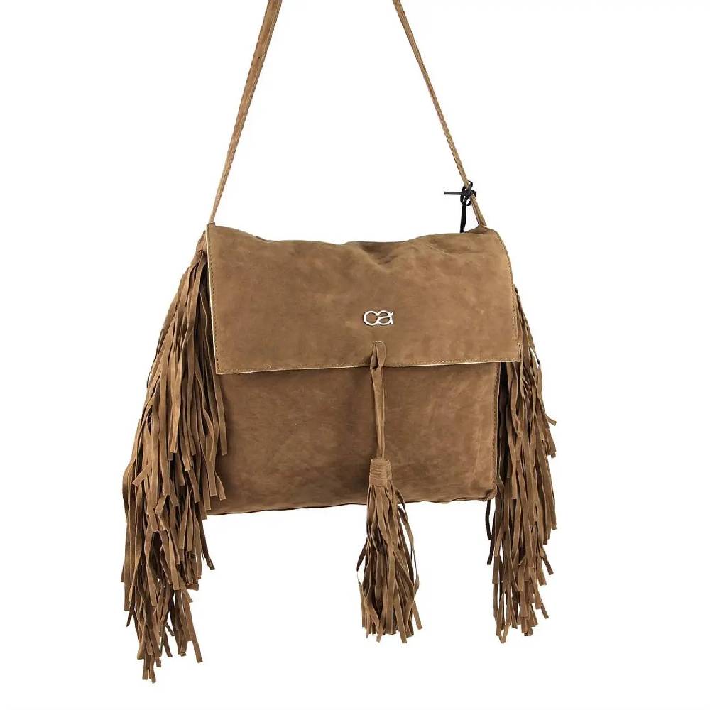 Ital-design Fransen Damentasche Schultertasche Umhängetasche Tasche Beutel Beuteltasche Trend-Bags PU Wildleder