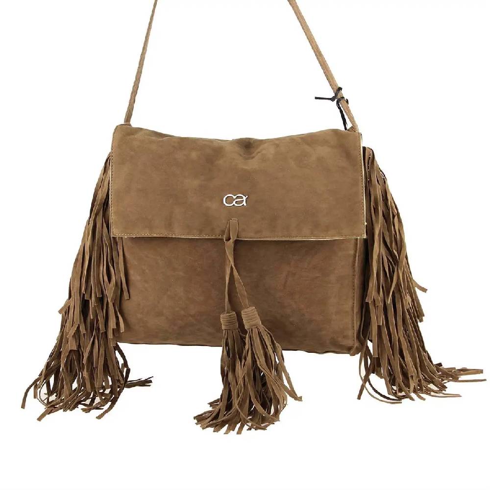 Ital-design Fransen Damentasche Schultertasche Umhängetasche Tasche Beutel Beuteltasche Trend-Bags PU Wildleder