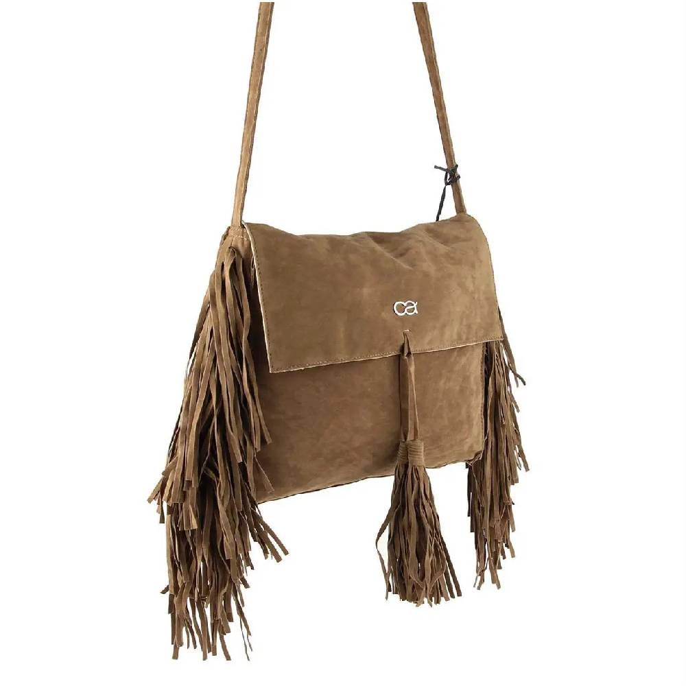 ital-design Fransen Damentasche Schultertasche Umhängetasche Tasche Beutel Beuteltasche Trend-Bags PU Wildleder