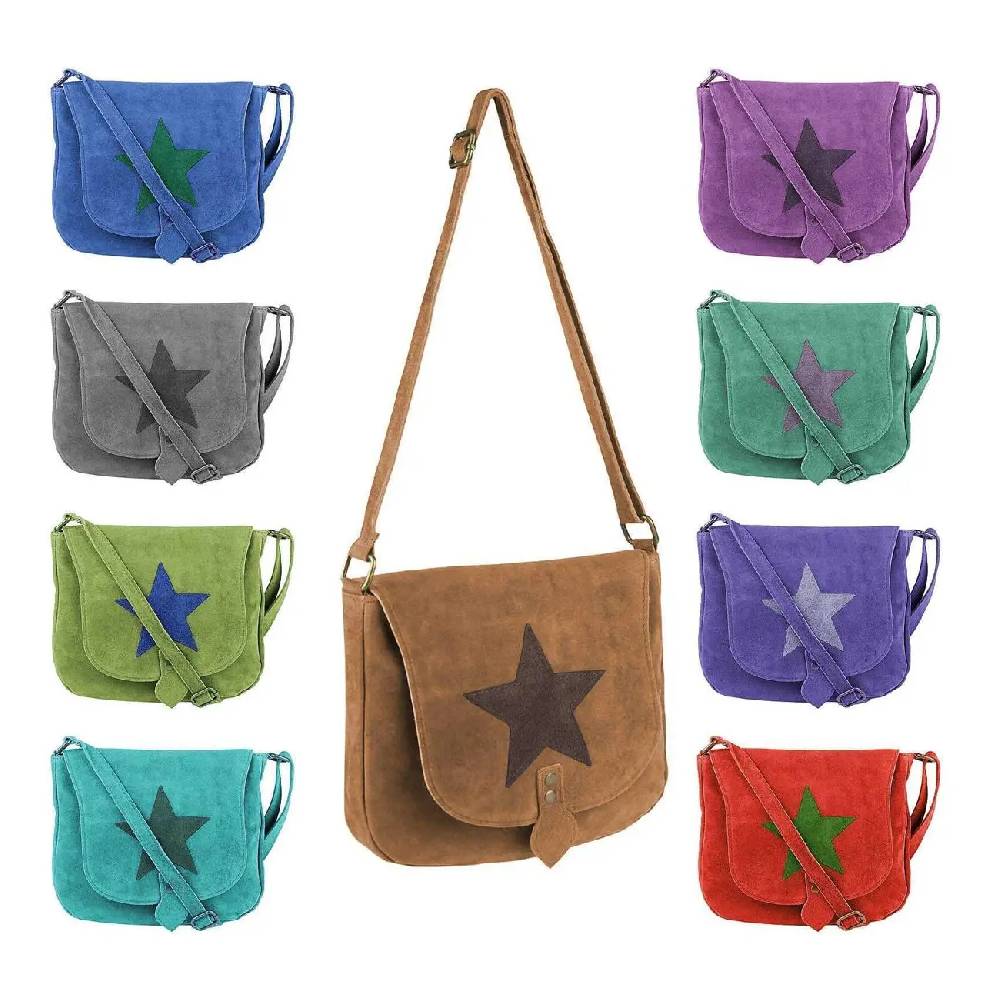 ital-design Stern Tasche Wildleder Schultertasche Damentasche Henkeltasche Ledertasche