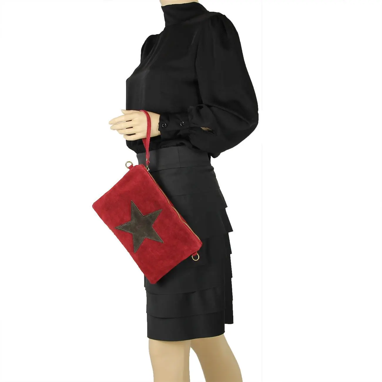 Ital. Stern Tasche Wildleder Ledertasche Schmucktasche Umhängetasche Clutch Borsetta Pochette Schultertasche CrossOver Abendtasche