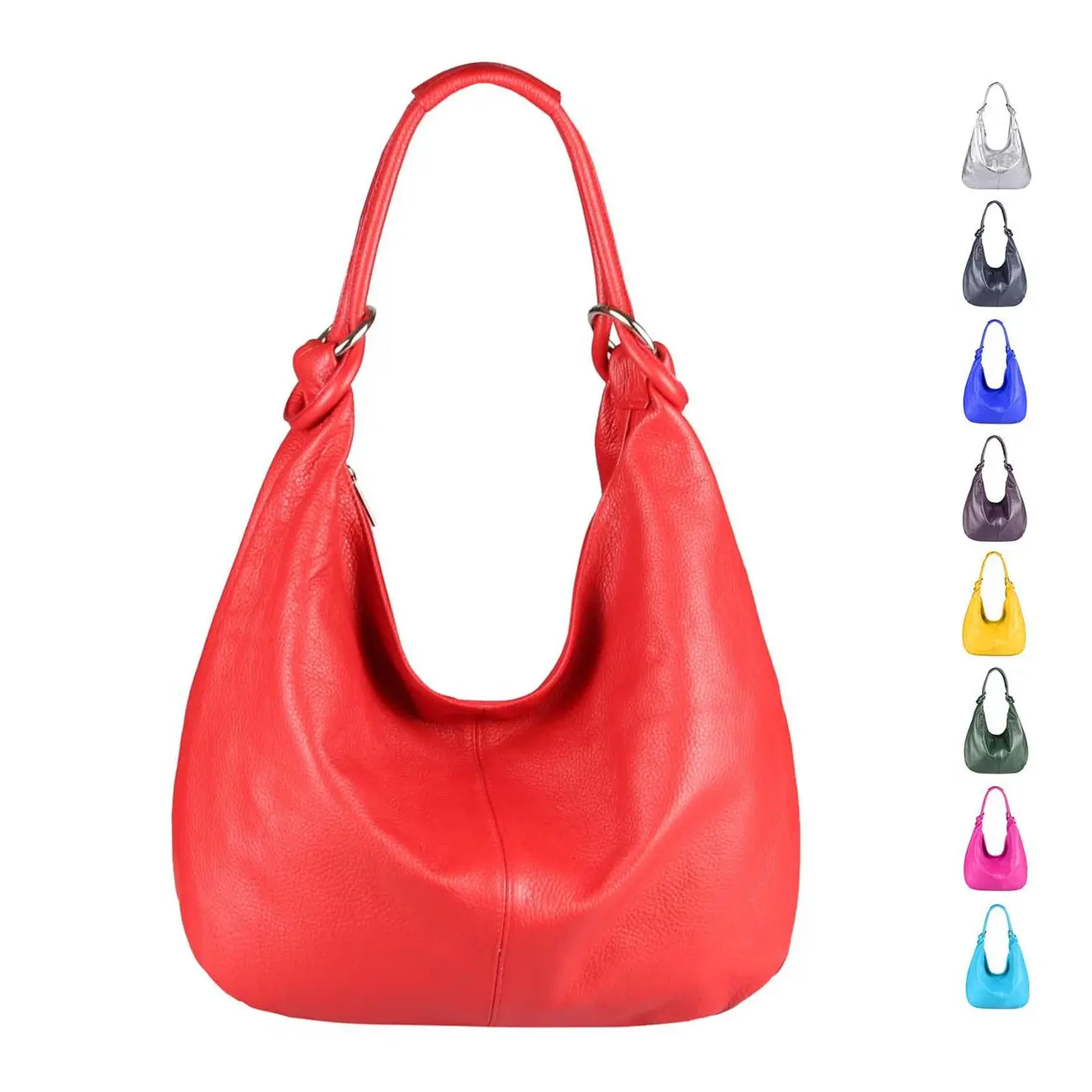 ITALY DAMEN Echt LEDER HAND-TASCHE Schultertasche Shopper Umhängetasche Beuteltasche Metallic Bag