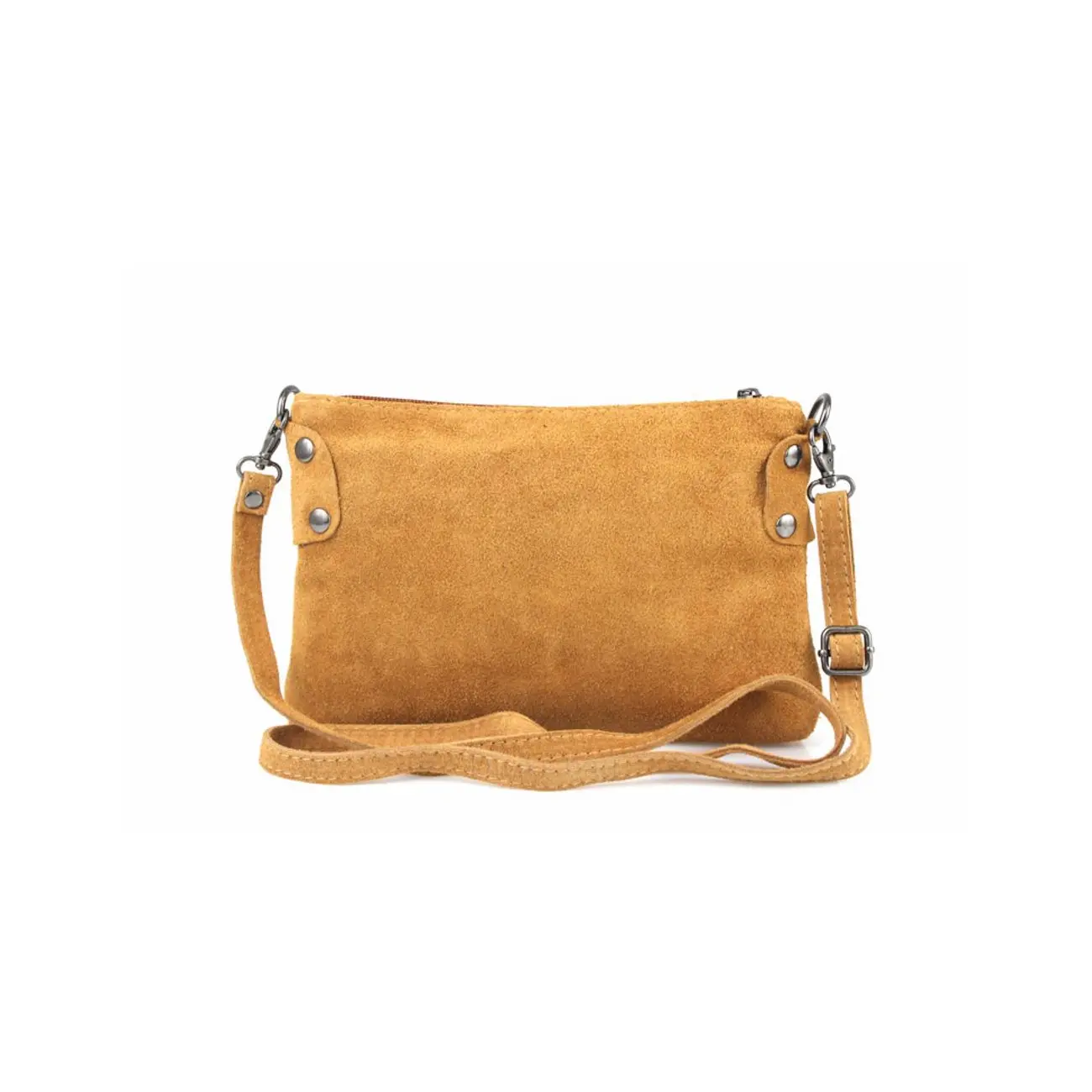 Made In Italy DAMEN LEDER Clutch TASCHE Wildleder Handtasche Umhängetasche Ledertasche Schultertasche Beuteltasche Fransen Cross-Over