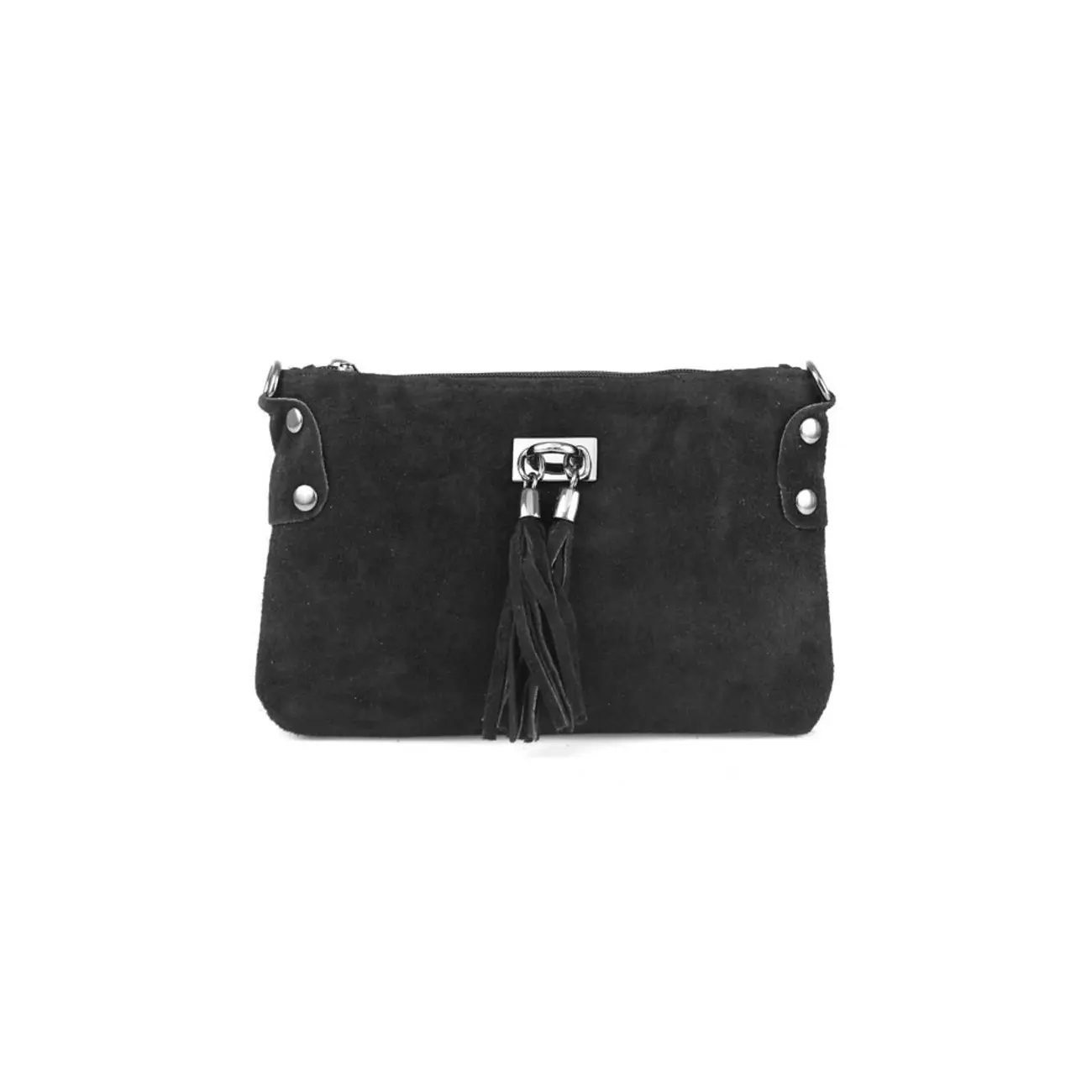 Made In Italy DAMEN LEDER Clutch TASCHE Wildleder Handtasche Umhängetasche Ledertasche Schultertasche Beuteltasche Fransen Cross-Over