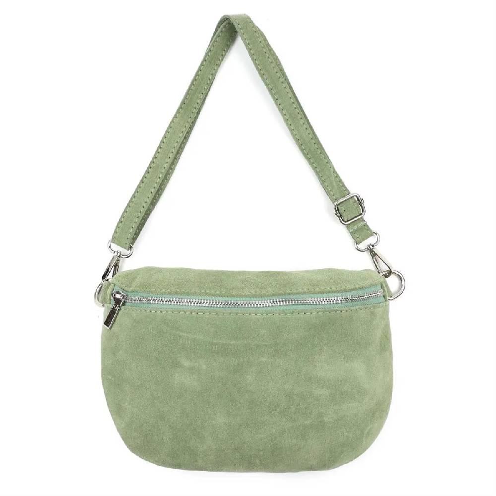 Made In Italy Damen Leder Tasche Brusttasche Gürteltasche Crossbody Hüfttasche Bauchtasche Umhängetasche Wildleder Crossover Schultertasche Handytasche Bodybag