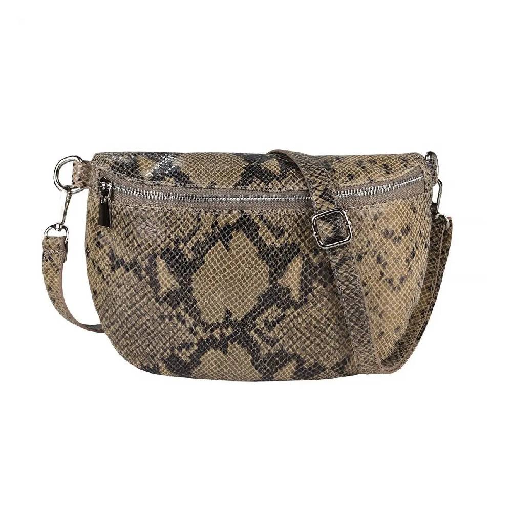 Made In Italy Damen Leder Tasche Gürteltasche Crossbody Hüfttasche Bauchtasche Umhängetasche Cross-Over Bodybag Schultertasche Handytasche Schminktasche Kosmetiktasche OBC 1054