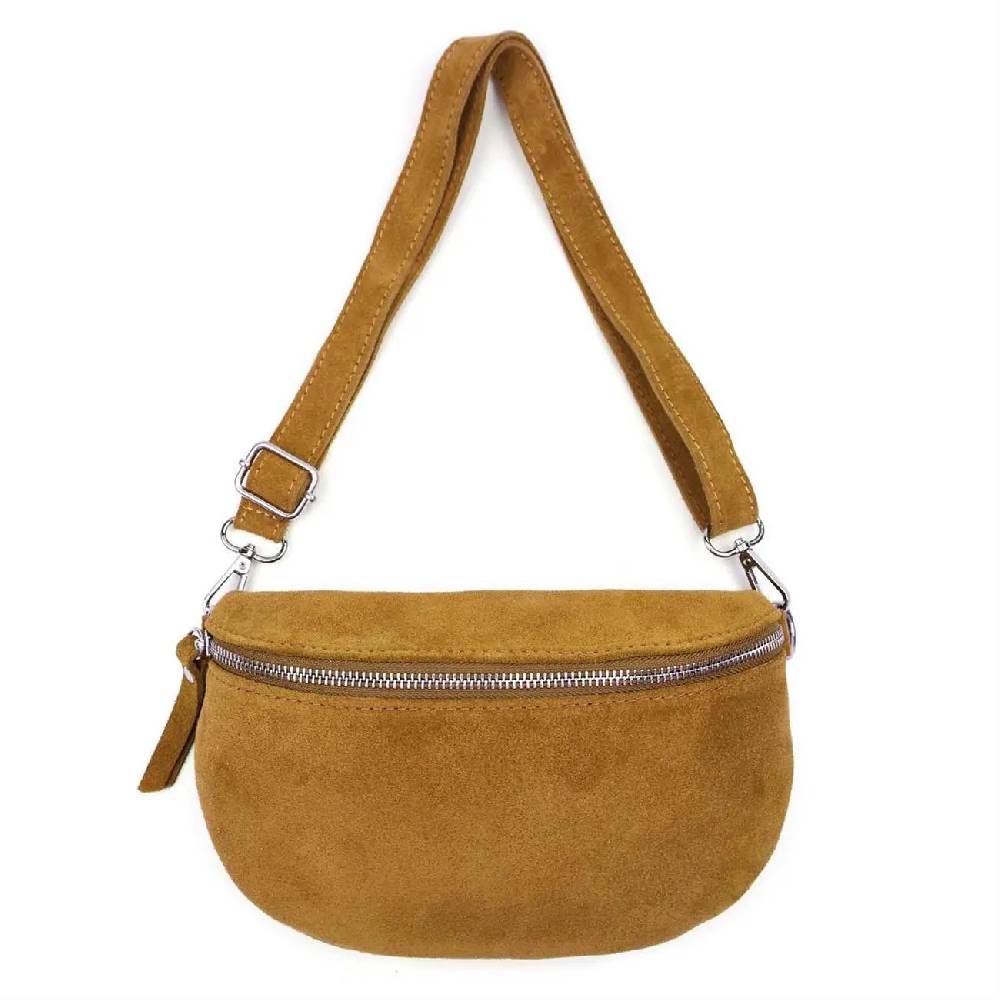 Made In Italy DAMEN LEDER TASCHE Gürteltasche Crossbody Hüfttasche Bauchtasche Umhängetasche Wildleder Brusttasche CrossOver Bodybag Schultertasche Handytasche Geldtasche Schminktasche Kosmetiktasche