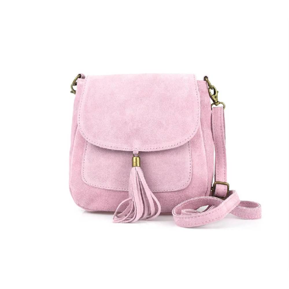 Made In Italy DAMEN LEDER TASCHE Messenger Bag Henkeltasche Wildleder Handtasche Umhängetasche Ledertasche Schultertasche Beuteltasche Fransen Cross-Over