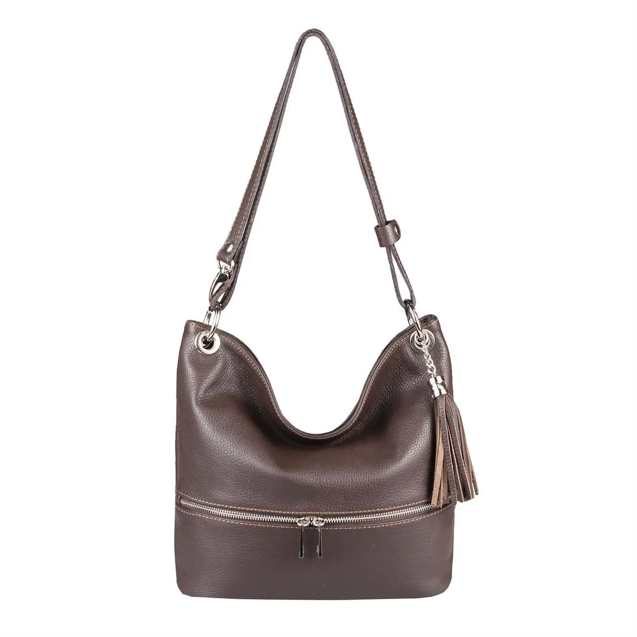 Made In Italy DAMEN LEDER TASCHE Shopper Schultertasche City Bag CrossOver Umhängetasche Henkeltasche Ledertasche Damentasche Fransen