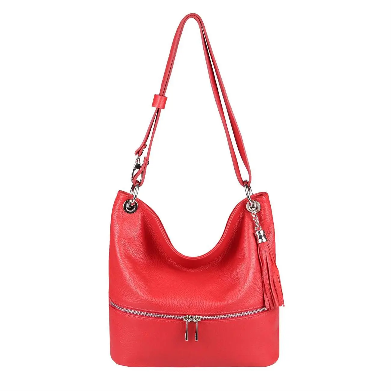 Made In Italy DAMEN LEDER TASCHE Shopper Schultertasche City Bag CrossOver Umhängetasche Henkeltasche Ledertasche Damentasche Fransen