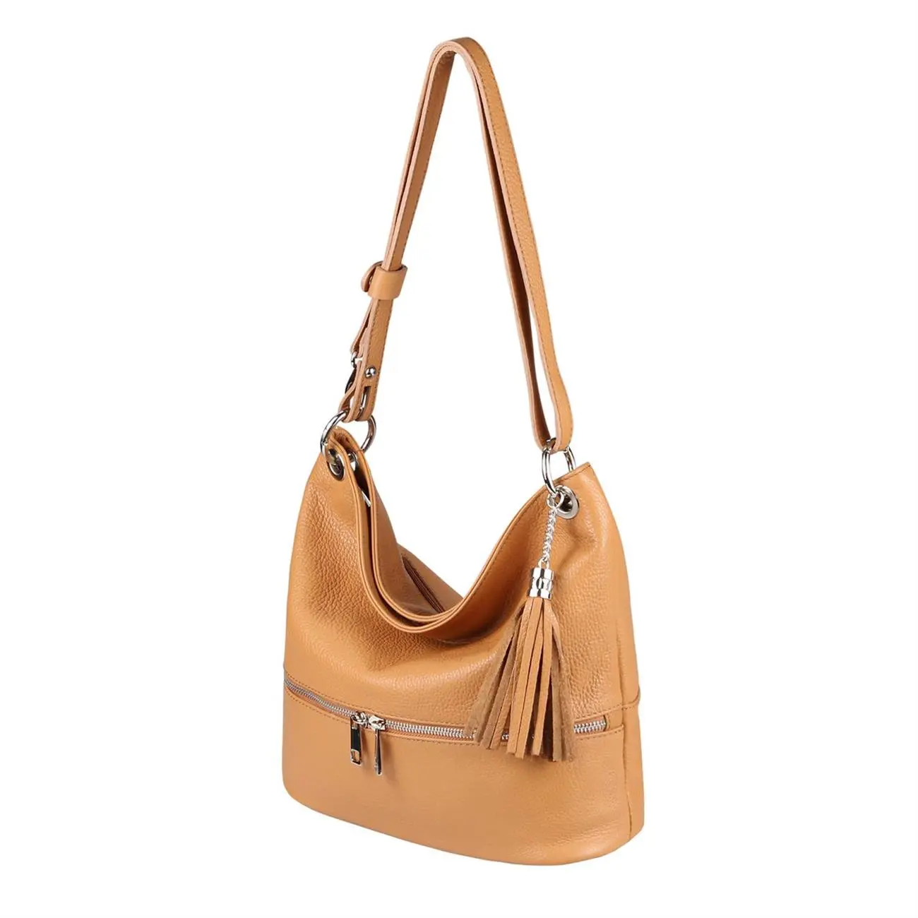 Made In Italy DAMEN LEDER TASCHE Shopper Schultertasche City Bag CrossOver Umhängetasche Henkeltasche Ledertasche Damentasche Fransen