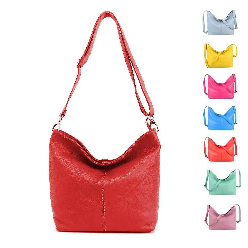MADE in ITALY Damen LEDER TASCHE Umhängetasche Shopper Cross Over Body Bag Handtasche Ledertasche Schultertasche Hobo Bag