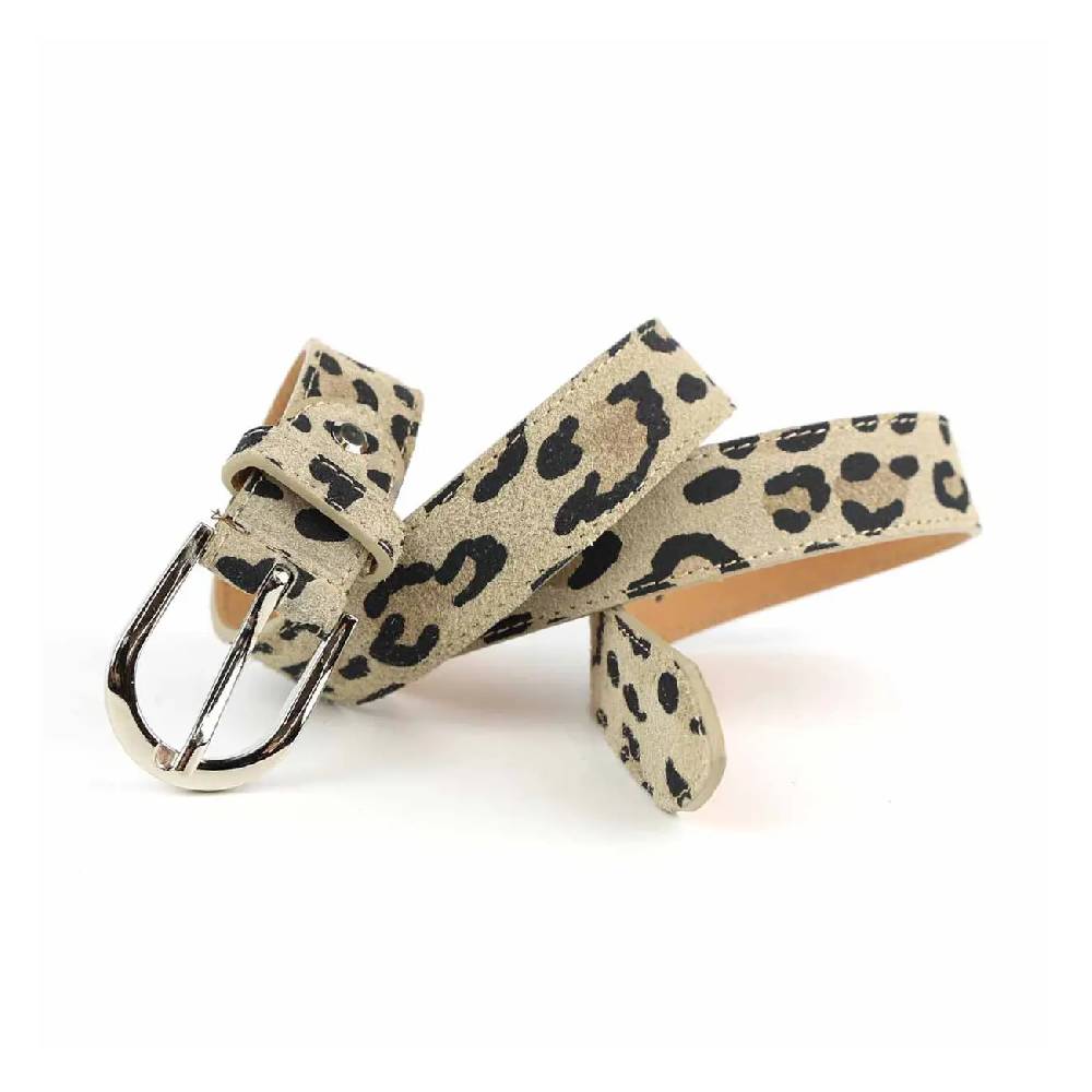 Made In Italy Damen Ledergürtel Leo-Muster Wildleder Hüftgürtel Taillengürtel Rindleder Gürtel Vintage 3cm Breit