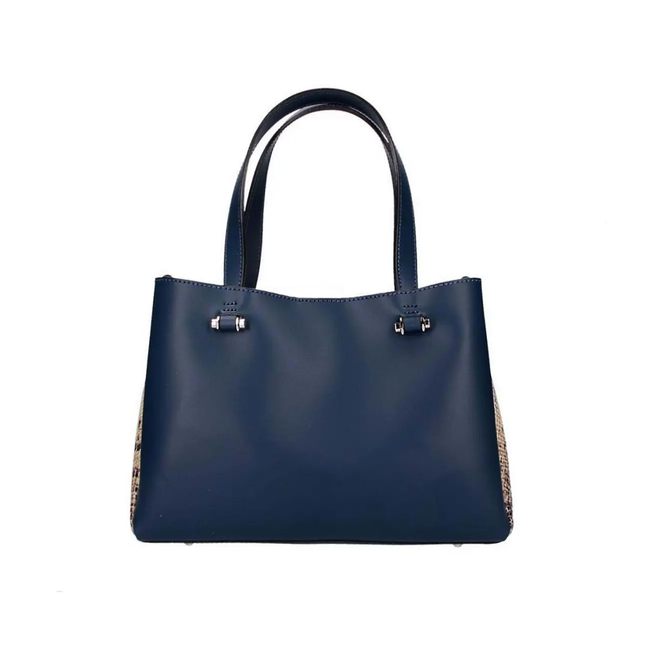 Made In Italy DAMEN LEDERTASCHE Shopper Schultertasche Handtasche Umhängetasche Metallic Python Muster