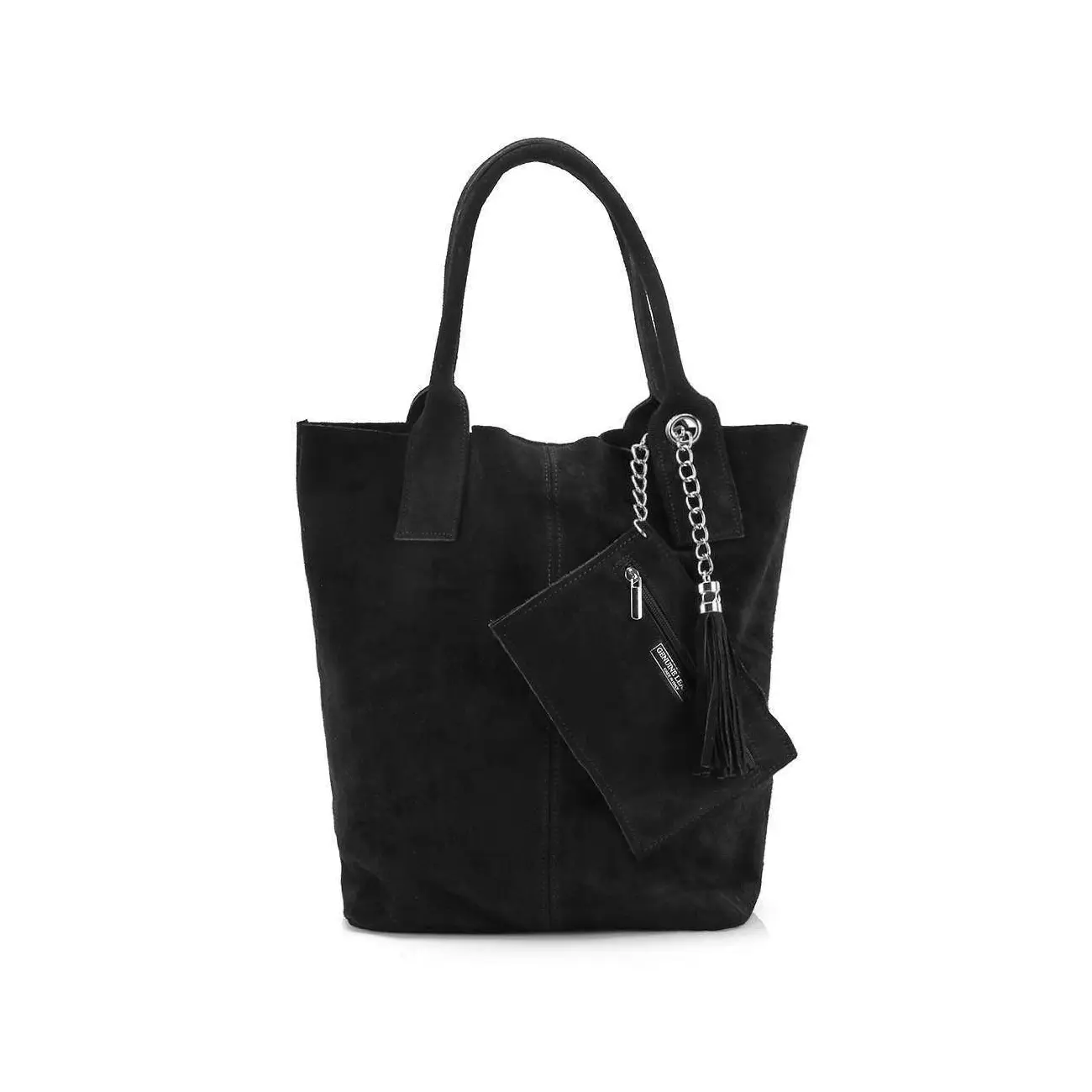 MADE IN ITALY DAMEN XXL LEDER TASCHE Wildleder Shopper Schultertasche + Schmucktasche