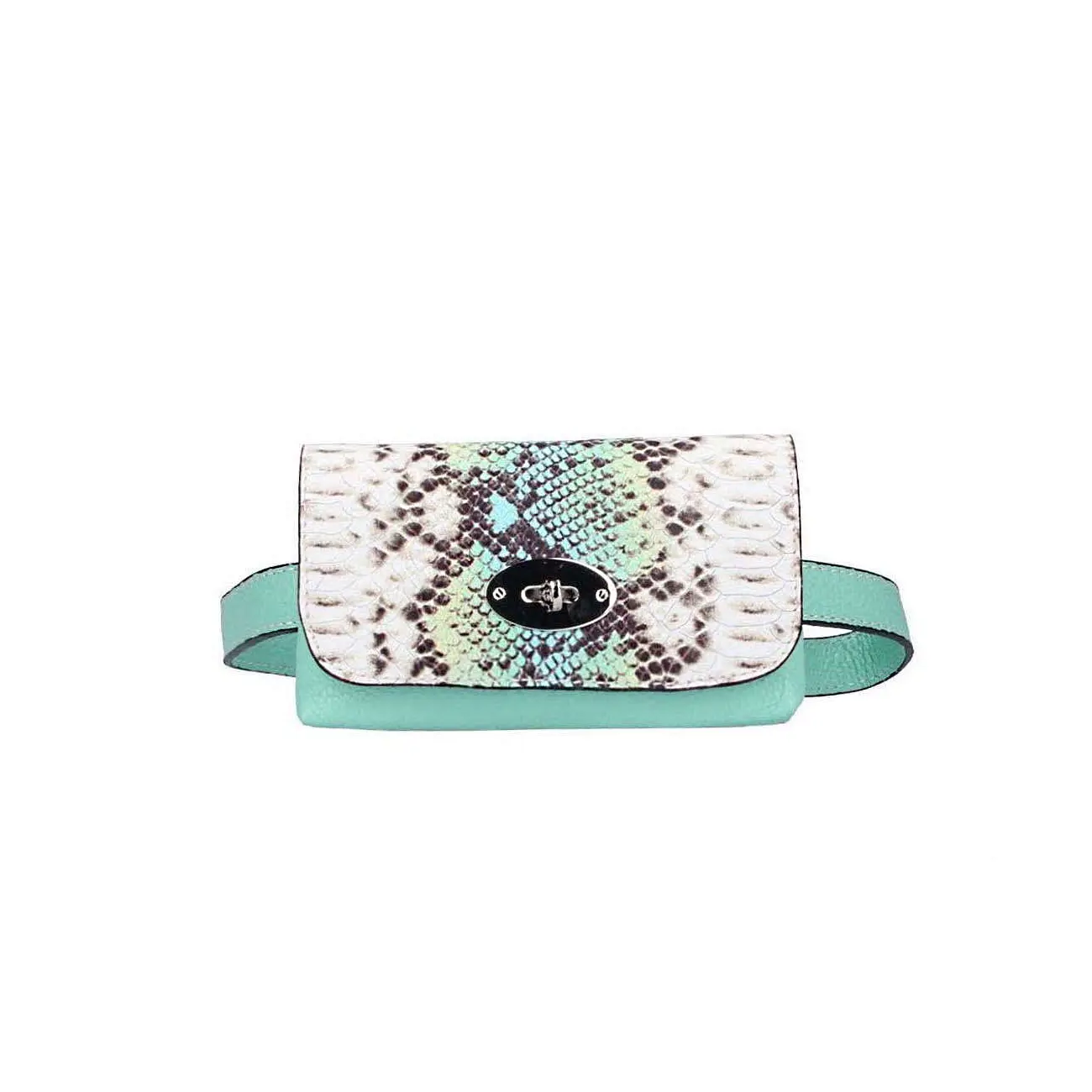 Made In Italy OBC DAMEN LEDER TASCHE Gürteltasche Crossbody Hüfttasche Bauchtasche Python Snake Muster