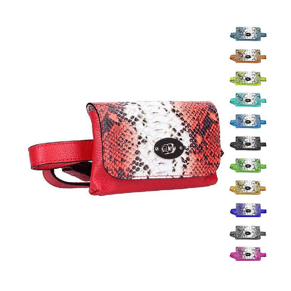 Made in Italy OBC DAMEN LEDER TASCHE Gürteltasche Crossbody Hüfttasche Bauchtasche Python Snake Muster