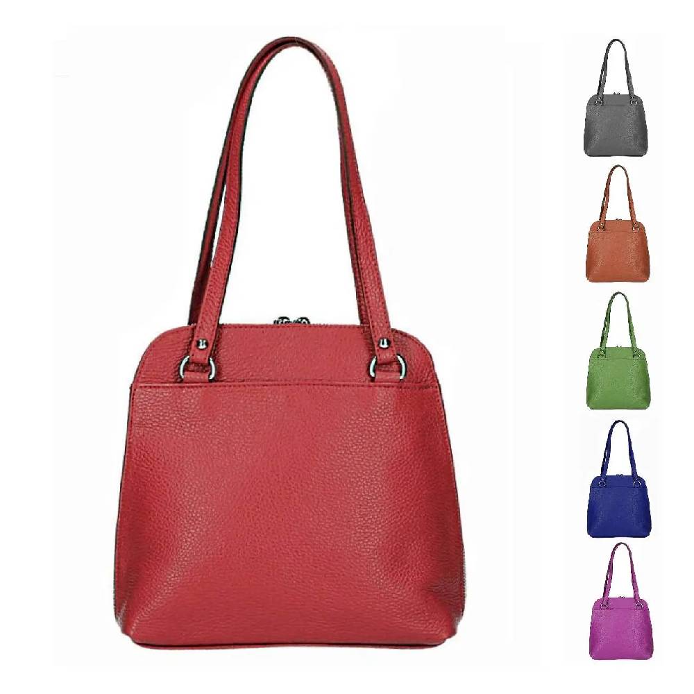 MADE IN ITALY OBC Damen Leder Tasche Rucksack 2in1 Umhängetasche Schultertasche Daypack Rucksacktasche Handtasche Ledertasche