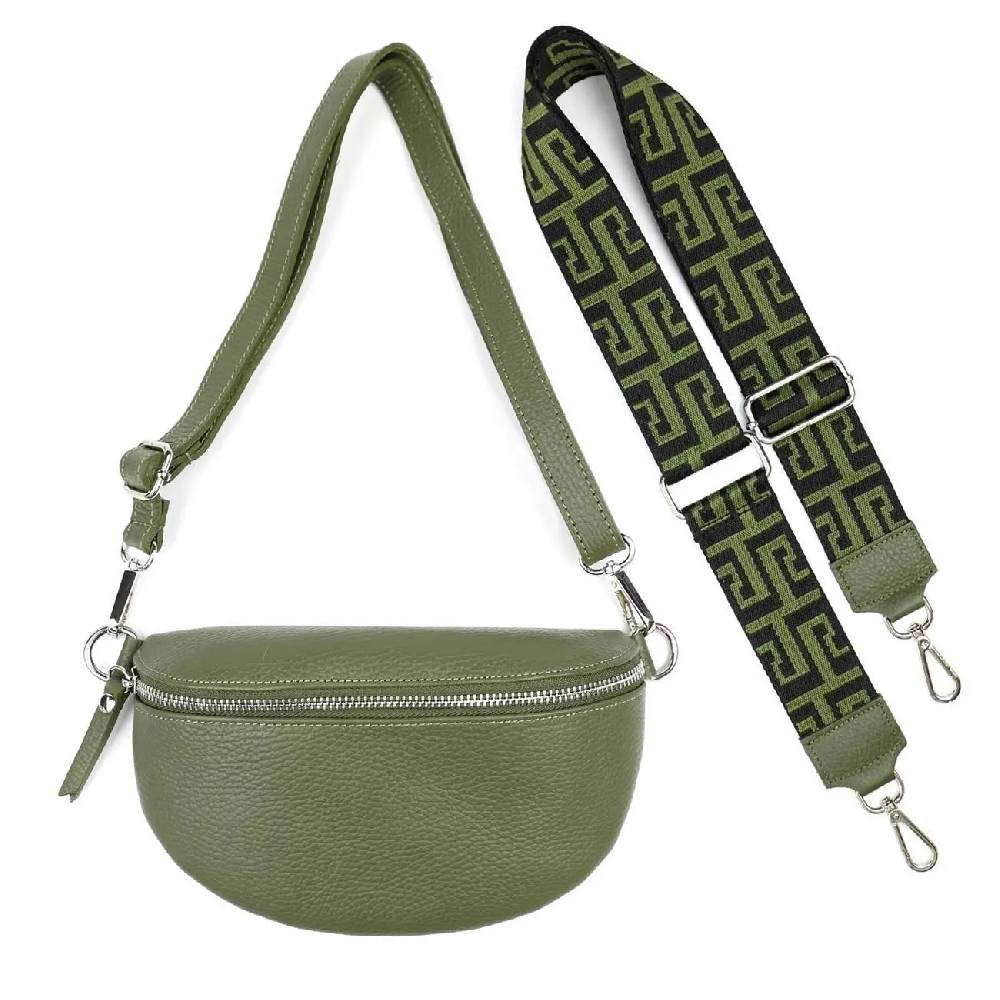 Made In Italy OBC DAMEN SET Gürteltasche + Schultergurt LEDER Crossbody Hüfttasche Bauchtasche Umhängetasche Brusttasche CrossOver Bodybag Schultertasche Handytasche Tasche