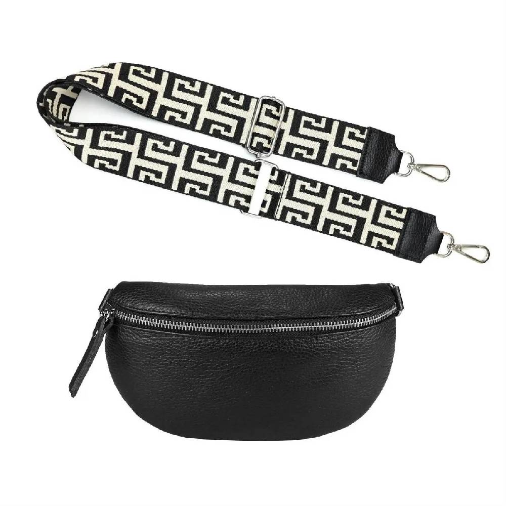 Made In Italy OBC DAMEN SET Gürteltasche + Schultergurt LEDER Crossbody Hüfttasche Bauchtasche Umhängetasche Brusttasche CrossOver Bodybag Schultertasche Handytasche Geldtasche Tasche Kosmetiktasche