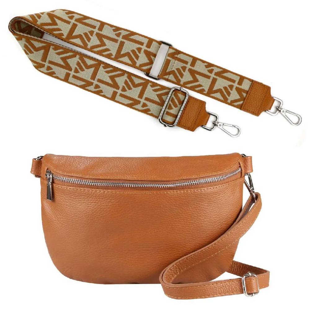 Made In Italy OBC DAMEN SET Gürteltasche + Schultergurt LEDER Crossbody Hüfttasche Bauchtasche Umhängetasche Brusttasche CrossOver Bodybag Schultertasche Handytasche Tasche