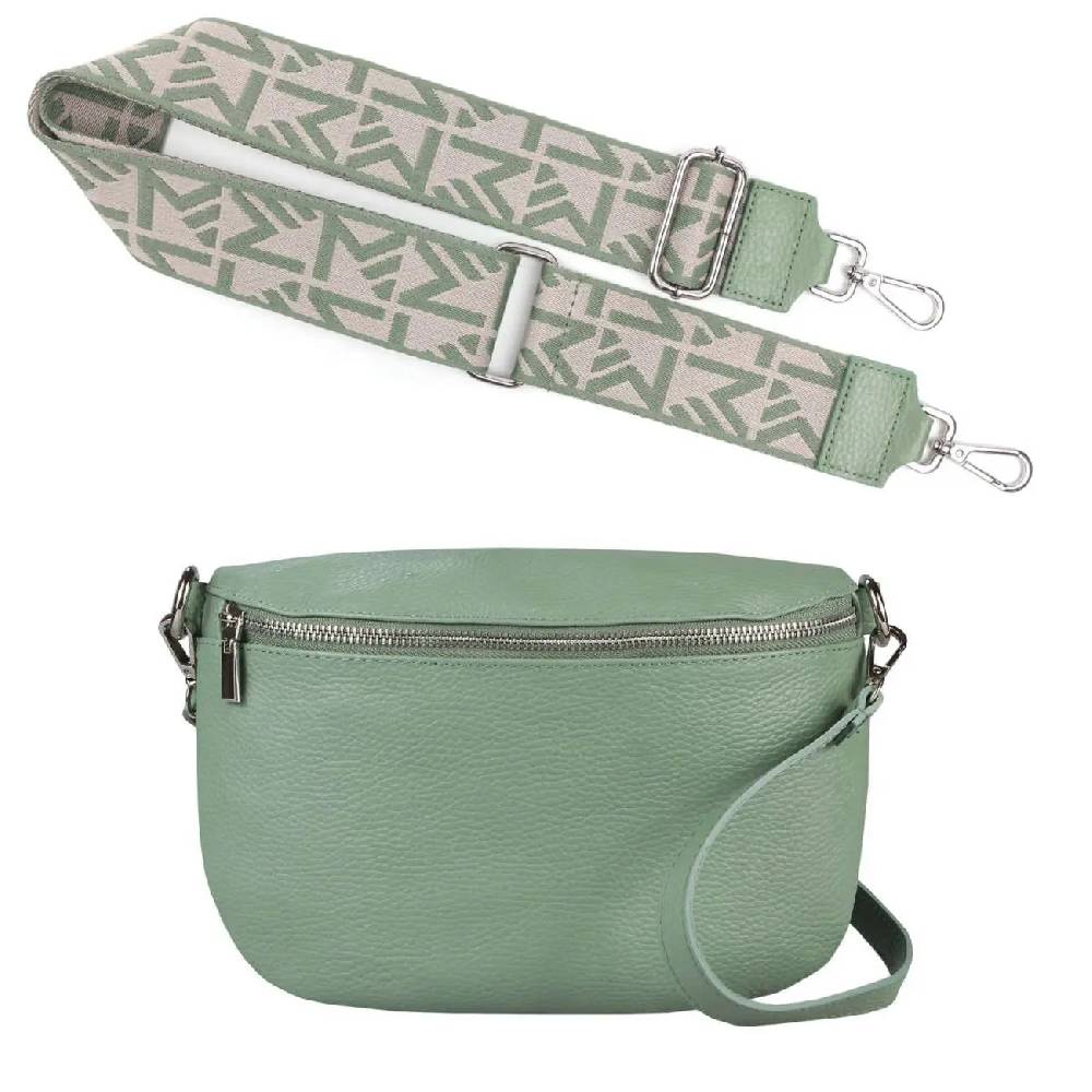 Made In Italy OBC DAMEN SET Gürteltasche + Schultergurt LEDER Crossbody Hüfttasche Bauchtasche Umhängetasche Brusttasche CrossOver Bodybag Schultertasche Handytasche Tasche