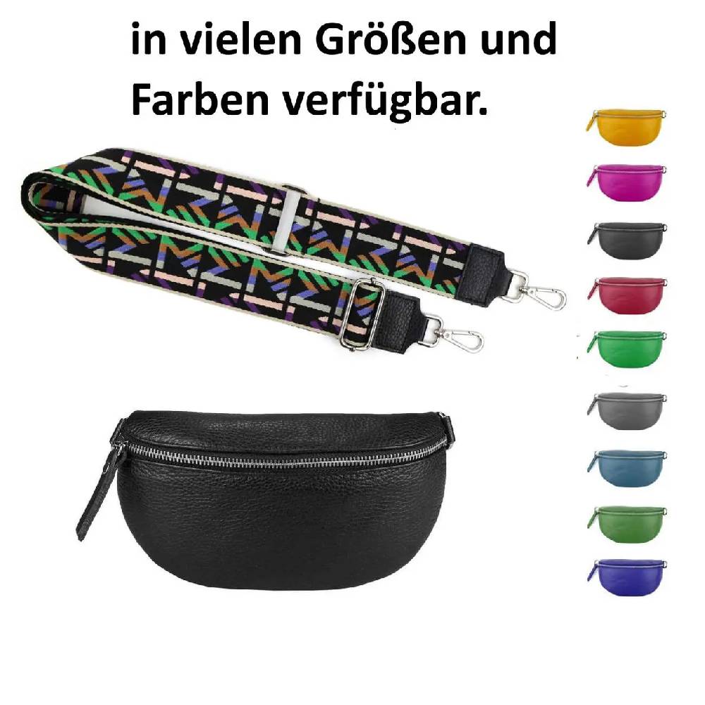 Made in Italy OBC DAMEN SET Gürteltasche + Schultergurt LEDER Crossbody Hüfttasche Bauchtasche Umhängetasche Brusttasche CrossOver Bodybag Schultertasche Handytasche Tasche